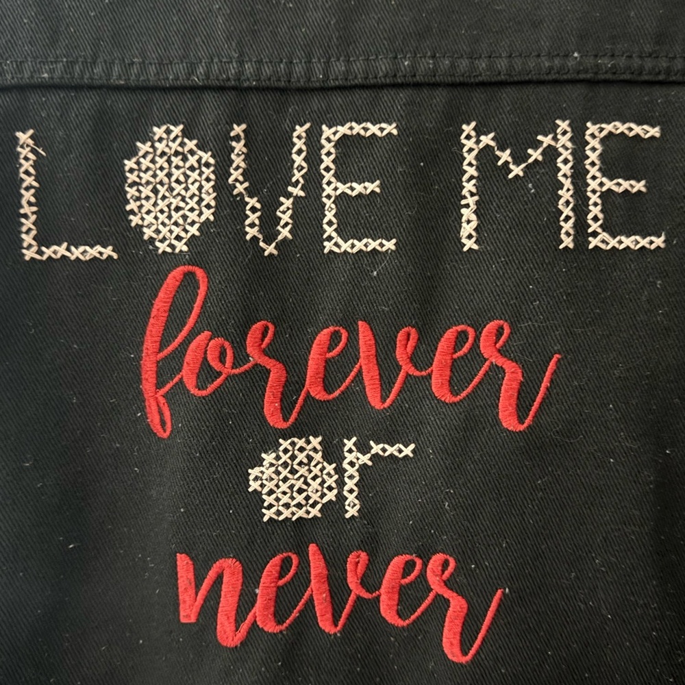 Black Jean jacket with embroidering detail